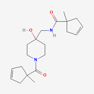 molecular formula C20H30N2O3 B7450221 N-[[4-hydroxy-1-(1-methylcyclopent-3-ene-1-carbonyl)piperidin-4-yl]methyl]-1-methylcyclopent-3-ene-1-carboxamide 