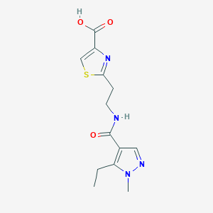 molecular formula C13H16N4O3S B7450253 2-[2-[(5-Ethyl-1-methylpyrazole-4-carbonyl)amino]ethyl]-1,3-thiazole-4-carboxylic acid 