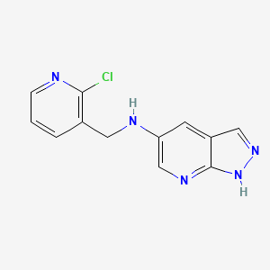 molecular formula C12H10ClN5 B7450488 N-[(2-chloropyridin-3-yl)methyl]-1H-pyrazolo[3,4-b]pyridin-5-amine 