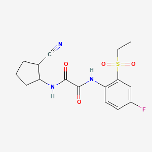 molecular formula C16H18FN3O4S B7450514 N-(2-cyanocyclopentyl)-N'-(2-ethylsulfonyl-4-fluorophenyl)oxamide 