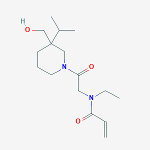 molecular formula C16H28N2O3 B7450558 N-ethyl-N-{2-[3-(hydroxymethyl)-3-(propan-2-yl)piperidin-1-yl]-2-oxoethyl}prop-2-enamide 
