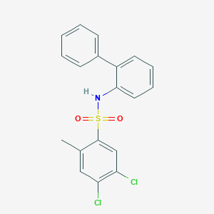 molecular formula C19H15Cl2NO2S B7451528 N-{[1,1'-biphenyl]-2-yl}-4,5-dichloro-2-methylbenzene-1-sulfonamide 