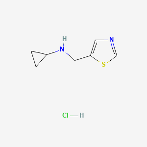 molecular formula C7H11ClN2S B7451733 N-[(1,3-thiazol-5-yl)methyl]cyclopropanamine hydrochloride 