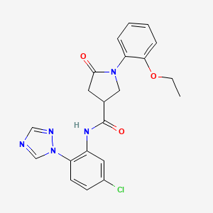 molecular formula C21H20ClN5O3 B7453095 N-[5-chloro-2-(1,2,4-triazol-1-yl)phenyl]-1-(2-ethoxyphenyl)-5-oxopyrrolidine-3-carboxamide 
