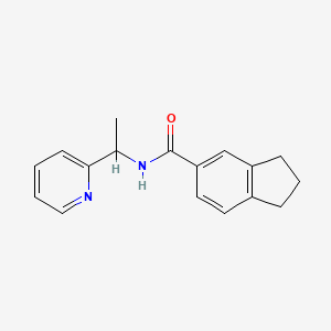 molecular formula C17H18N2O B7453334 N-(1-pyridin-2-ylethyl)-2,3-dihydro-1H-indene-5-carboxamide 