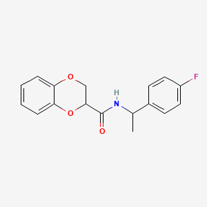 molecular formula C17H16FNO3 B7453396 N-[1-(4-fluorophenyl)ethyl]-2,3-dihydro-1,4-benzodioxine-3-carboxamide 