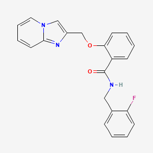 molecular formula C22H18FN3O2 B7453595 N-[(2-fluorophenyl)methyl]-2-(imidazo[1,2-a]pyridin-2-ylmethoxy)benzamide 