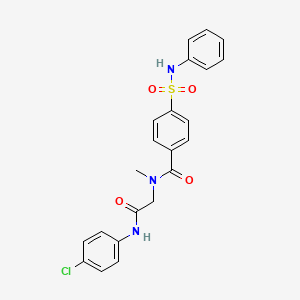 molecular formula C22H20ClN3O4S B7454586 N-[2-(4-chloroanilino)-2-oxoethyl]-N-methyl-4-(phenylsulfamoyl)benzamide 