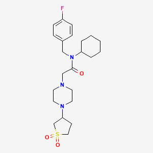 molecular formula C23H34FN3O3S B7454608 N-cyclohexyl-2-[4-(1,1-dioxothiolan-3-yl)piperazin-1-yl]-N-[(4-fluorophenyl)methyl]acetamide 
