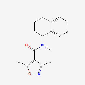 molecular formula C17H20N2O2 B7454646 N,3,5-trimethyl-N-(1,2,3,4-tetrahydronaphthalen-1-yl)-1,2-oxazole-4-carboxamide 