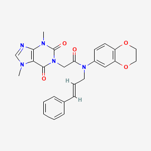 molecular formula C26H25N5O5 B7454659 N-(2,3-dihydro-1,4-benzodioxin-6-yl)-2-(3,7-dimethyl-2,6-dioxopurin-1-yl)-N-[(E)-3-phenylprop-2-enyl]acetamide 
