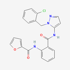 molecular formula C22H17ClN4O3 B7454787 N-[2-[[2-[(2-chlorophenyl)methyl]pyrazol-3-yl]carbamoyl]phenyl]furan-2-carboxamide 