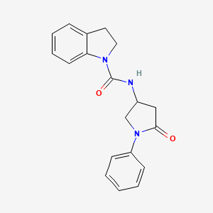 molecular formula C19H19N3O2 B7458369 N-(5-oxo-1-phenylpyrrolidin-3-yl)-2,3-dihydroindole-1-carboxamide 