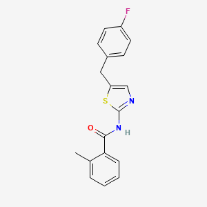 molecular formula C18H15FN2OS B7458663 N-[5-[(4-fluorophenyl)methyl]-1,3-thiazol-2-yl]-2-methylbenzamide 