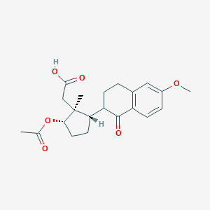 molecular formula C21H26O6 B074599 2-[(1S,2S,5S)-2-acetyloxy-5-(6-methoxy-1-oxo-3,4-dihydro-2H-naphthalen-2-yl)-1-methylcyclopentyl]acetic acid CAS No. 1247-46-7