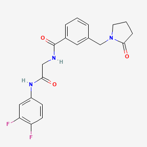 molecular formula C20H19F2N3O3 B7462488 N-[2-(3,4-difluoroanilino)-2-oxoethyl]-3-[(2-oxopyrrolidin-1-yl)methyl]benzamide 