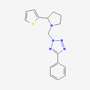 molecular formula C16H17N5S B7462685 5-Phenyl-2-[(2-thiophen-2-ylpyrrolidin-1-yl)methyl]tetrazole 