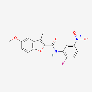 molecular formula C17H13FN2O5 B7462842 N-(2-fluoro-5-nitrophenyl)-5-methoxy-3-methyl-1-benzofuran-2-carboxamide 