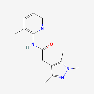 molecular formula C14H18N4O B7462933 N-(3-methylpyridin-2-yl)-2-(1,3,5-trimethylpyrazol-4-yl)acetamide 