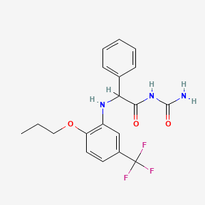 molecular formula C19H20F3N3O3 B7463103 N-carbamoyl-2-phenyl-2-[2-propoxy-5-(trifluoromethyl)anilino]acetamide 