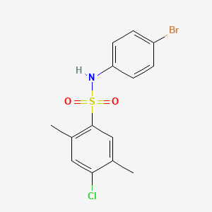 molecular formula C14H13BrClNO2S B7463402 N-(4-bromophenyl)-4-chloro-2,5-dimethylbenzene-1-sulfonamide 