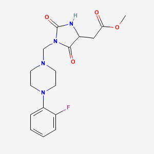 molecular formula C17H21FN4O4 B7464025 Methyl 2-[1-[[4-(2-fluorophenyl)piperazin-1-yl]methyl]-2,5-dioxoimidazolidin-4-yl]acetate 