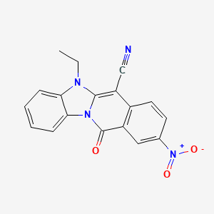 molecular formula C18H12N4O3 B7464319 5-Ethyl-9-nitro-11-oxobenzimidazolo[1,2-b]isoquinoline-6-carbonitrile 