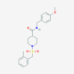 molecular formula C22H28N2O4S B7464345 N-(4-methoxybenzyl)-1-[(2-methylbenzyl)sulfonyl]piperidine-4-carboxamide 