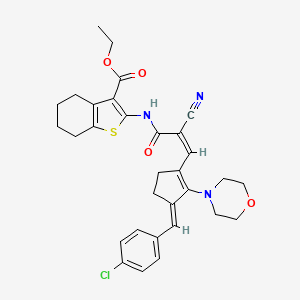 ethyl 2-[[(Z)-3-[(3E)-3-[(4-chlorophenyl)methylidene]-2-morpholin-4-ylcyclopenten-1-yl]-2-cyanoprop-2-enoyl]amino]-4,5,6,7-tetrahydro-1-benzothiophene-3-carboxylate
