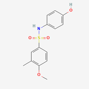 molecular formula C14H15NO4S B7465866 N-(4-hydroxyphenyl)-4-methoxy-3-methylbenzene-1-sulfonamide 