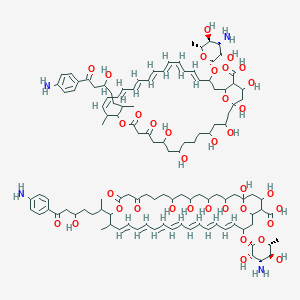 molecular formula C116H168N4O36 B074677 (19E,21E,23E,25E,27E,29E,31E)-33-[(2R,3S,4S,5S,6R)-4-amino-3,5-dihydroxy-6-methyloxan-2-yl]oxy-17-[7-(4-aminophenyl)-5-hydroxy-7-oxoheptan-2-yl]-1,3,5,7,9,37-hexahydroxy-18-methyl-13,15-dioxo-16,39-dioxabicyclo[33.3.1]nonatriaconta-19,21,23,25,27,29,31-heptaene-36-carboxylic acid;(19Z,21E,23E,25E,27E,29E,31E)-33-[(2R,3S,4S,5S,6R)-4-amino-3,5-dihydroxy-6-methyloxan-2-yl]oxy-17-[7-(4-aminophenyl)-5-hydroxy-7-oxoheptan-2-yl]-1,3,5,9,11,37-hexahydroxy-18-methyl-13,15-dioxo-16,39-dioxabicyclo[33.3.1]nonatriaconta-19,21,23,25,27,29,31-heptaene-36-carboxylic acid CAS No. 1394-02-1