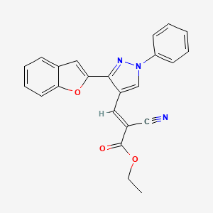 molecular formula C23H17N3O3 B7468052 ethyl (E)-3-[3-(1-benzofuran-2-yl)-1-phenylpyrazol-4-yl]-2-cyanoprop-2-enoate 