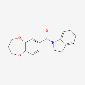 molecular formula C18H17NO3 B7475372 1-(3,4-DIHYDRO-2H-1,5-BENZODIOXEPINE-7-CARBONYL)-2,3-DIHYDRO-1H-INDOLE 
