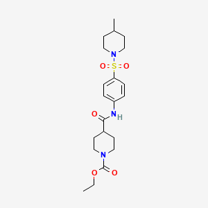 molecular formula C21H31N3O5S B7476738 Ethyl 4-[[4-(4-methylpiperidin-1-yl)sulfonylphenyl]carbamoyl]piperidine-1-carboxylate 