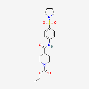 molecular formula C19H27N3O5S B7476903 Ethyl 4-[(4-pyrrolidin-1-ylsulfonylphenyl)carbamoyl]piperidine-1-carboxylate 