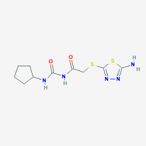 molecular formula C10H15N5O2S2 B7477358 2-[(5-amino-1,3,4-thiadiazol-2-yl)sulfanyl]-N-(cyclopentylcarbamoyl)acetamide 