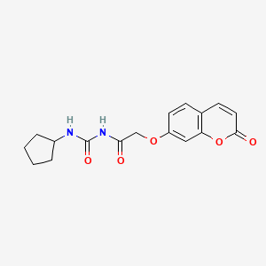 molecular formula C17H18N2O5 B7477476 N-(cyclopentylcarbamoyl)-2-(2-oxochromen-7-yl)oxyacetamide 
