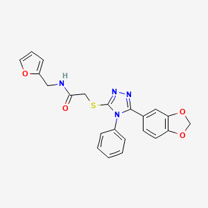 molecular formula C22H18N4O4S B7478588 2-[[5-(1,3-benzodioxol-5-yl)-4-phenyl-1,2,4-triazol-3-yl]sulfanyl]-N-(furan-2-ylmethyl)acetamide 