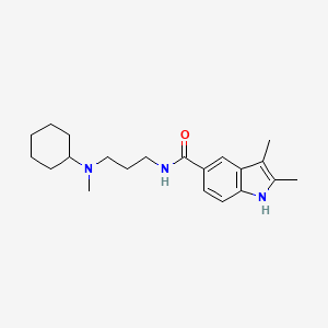 molecular formula C21H31N3O B7478633 N-{3-[cyclohexyl(methyl)amino]propyl}-2,3-dimethyl-1H-indole-5-carboxamide 