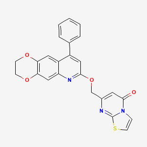 molecular formula C24H17N3O4S B7479196 7-[(9-Phenyl-2,3-dihydro-[1,4]dioxino[2,3-g]quinolin-7-yl)oxymethyl]-[1,3]thiazolo[3,2-a]pyrimidin-5-one 