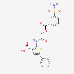 molecular formula C22H20N2O7S2 B7479322 Ethyl 5-phenyl-2-[[2-(3-sulfamoylbenzoyl)oxyacetyl]amino]thiophene-3-carboxylate 