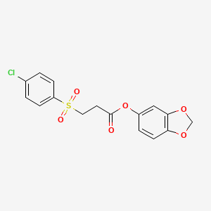 1,3-Benzodioxol-5-yl 3-(4-chlorophenyl)sulfonylpropanoate
