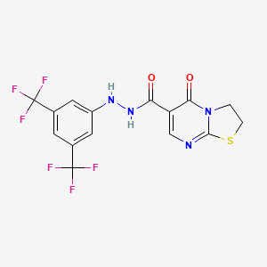molecular formula C15H10F6N4O2S B7480662 N'-[3,5-bis(trifluoromethyl)phenyl]-5-oxo-2,3-dihydro-[1,3]thiazolo[3,2-a]pyrimidine-6-carbohydrazide 
