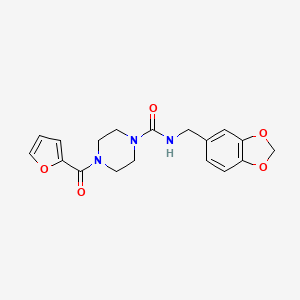 molecular formula C18H19N3O5 B7480902 N-[(2H-1,3-benzodioxol-5-yl)methyl]-4-(furan-2-carbonyl)piperazine-1-carboxamide 