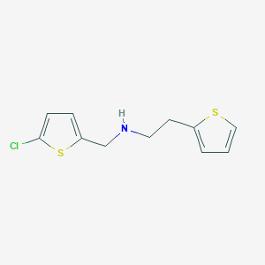 molecular formula C11H12ClNS2 B7482355 N-[(5-chlorothiophen-2-yl)methyl]-2-thiophen-2-ylethanamine 