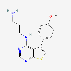 molecular formula C16H18N4OS B7482835 N'-[5-(4-methoxyphenyl)thieno[2,3-d]pyrimidin-4-yl]propane-1,3-diamine 
