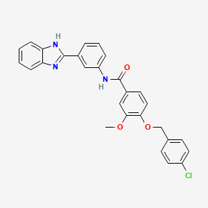 molecular formula C28H22ClN3O3 B7485956 N-[3-(1H-benzimidazol-2-yl)phenyl]-4-[(4-chlorobenzyl)oxy]-3-methoxybenzamide 