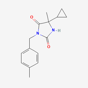 molecular formula C15H18N2O2 B7488210 5-Cyclopropyl-5-methyl-3-[(4-methylphenyl)methyl]imidazolidine-2,4-dione 