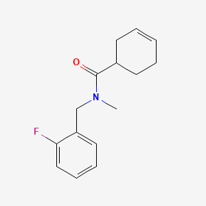 molecular formula C15H18FNO B7488667 N-[(2-fluorophenyl)methyl]-N-methylcyclohex-3-ene-1-carboxamide 