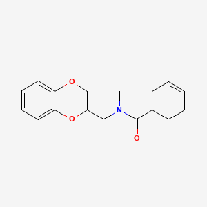 molecular formula C17H21NO3 B7488960 N-(2,3-dihydro-1,4-benzodioxin-3-ylmethyl)-N-methylcyclohex-3-ene-1-carboxamide 